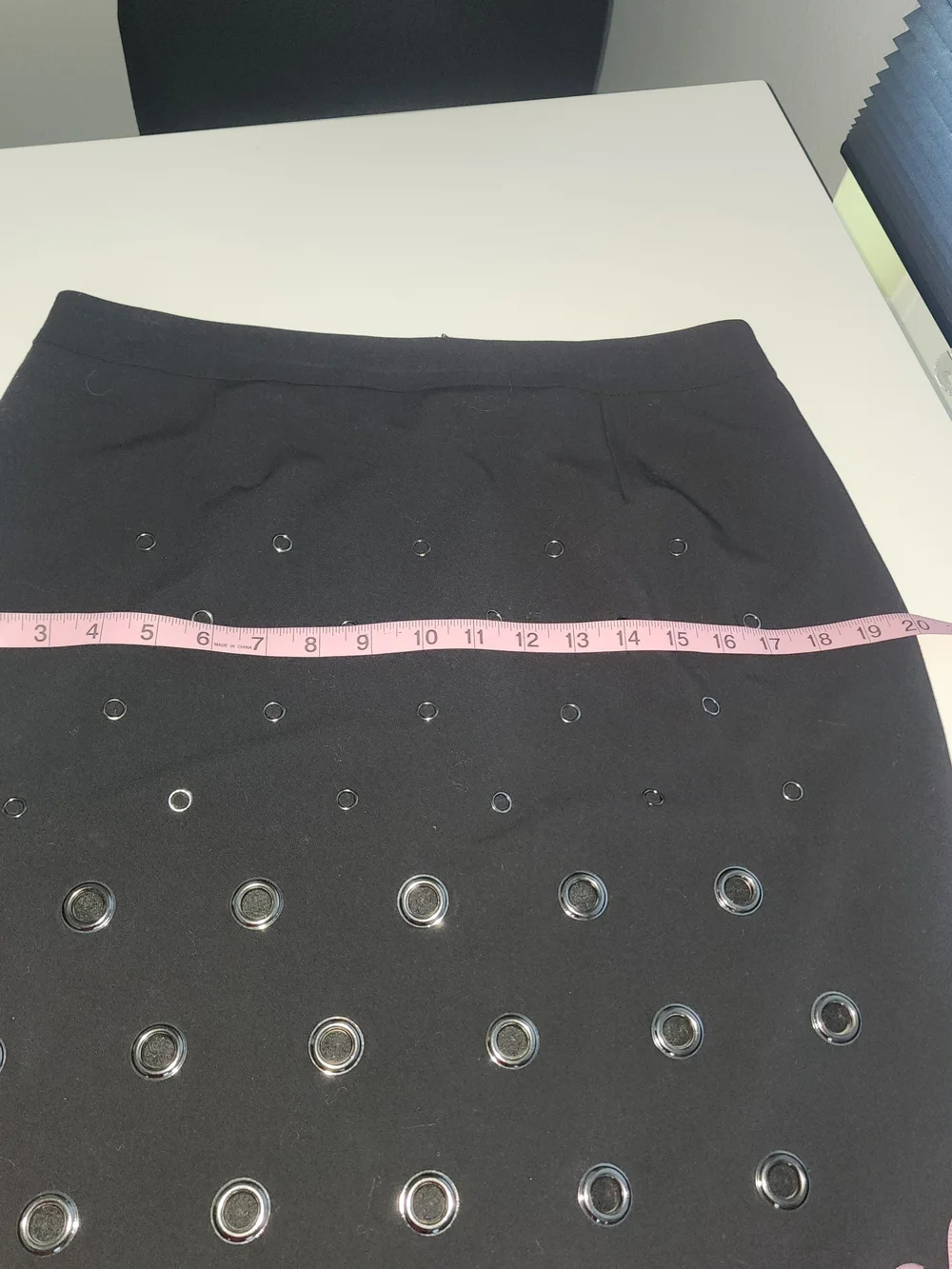 Punk Inspired Bold Pencil Skirt with Silver Eyelet Accents Size 10